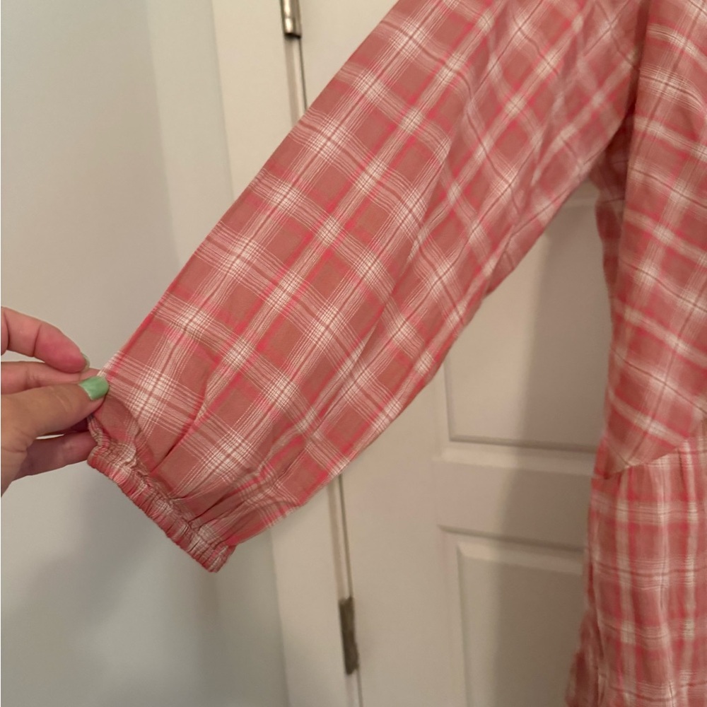 Pink Plaid Ruffle Hem Tunic Dress - Picture 2 of 5